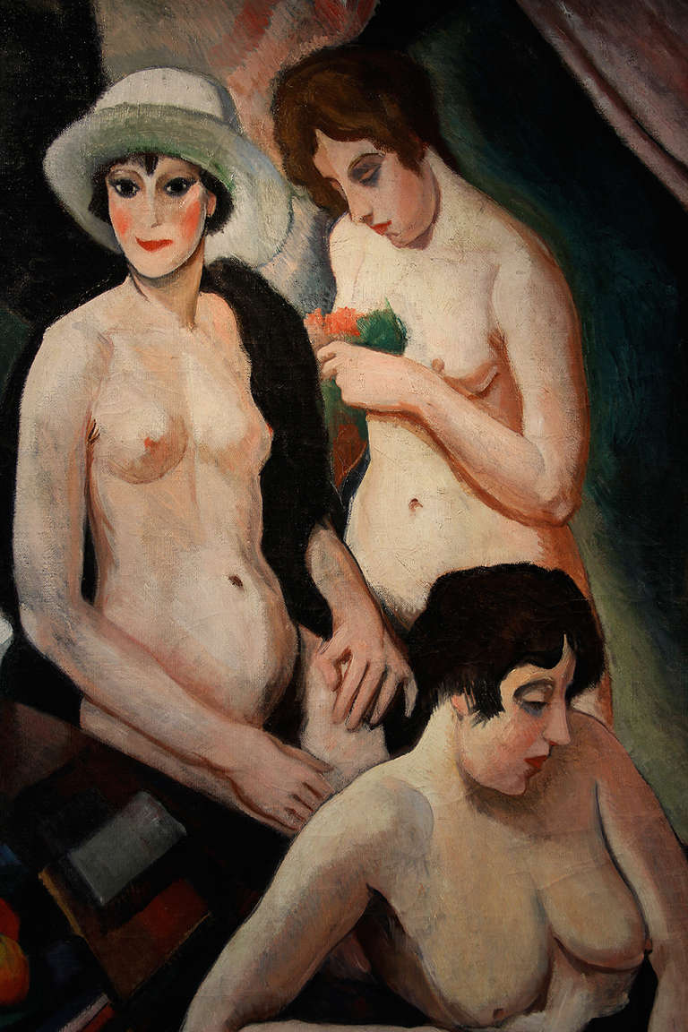 Museum Quality, c.1921 Early Art Deco Masterpiece Painting 