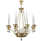 Marius-Ernest SABINO: Bronze & Crystal Chandelier, 1950's