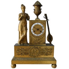 French 1820 Restauration Gilt Bronze clock