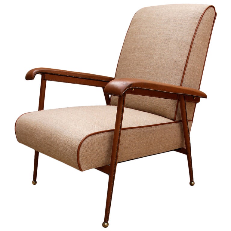 Authentic and Original 1950 Jacques Adnet lounge Chair at 1stDibs
