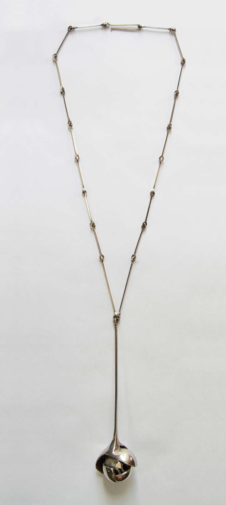 POUL HAVGAARD, born 1936 ( Denmark )

Sterling Silver Necklace Sculpture by Poul Havgaard for Lapponia, Finland Circa 1971-1972
Stamped 925H STERLING LAPPONIA FINLAND POUL
Weight 73g
21