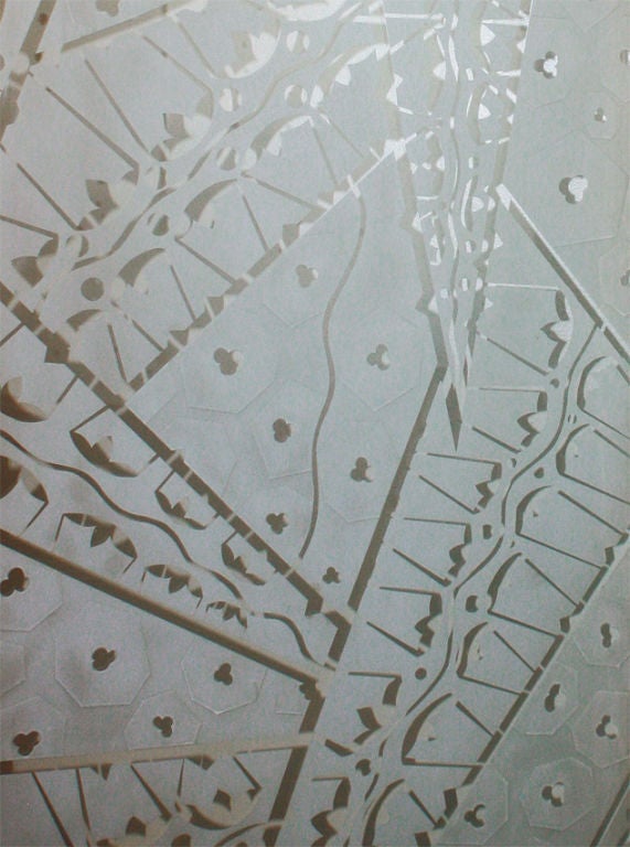 French Engraved Glass Screen, Model of E.J. Ruhlmann, 1970
