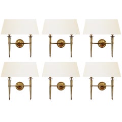 Prince de Galles Hotel: Elegant Set of 6 Brass Sconces, France 1940 6