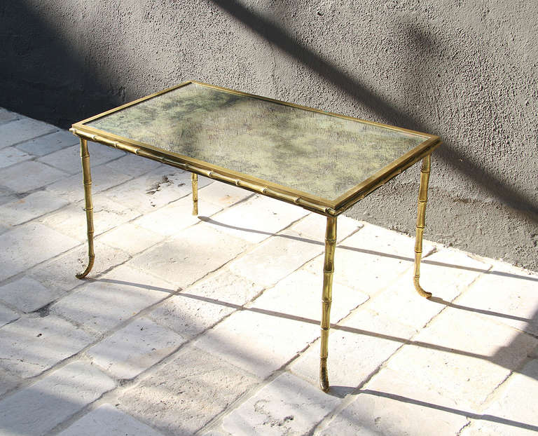 Maison Jansen Bronze and Églomisé Coffee Table In Good Condition In Encino, CA