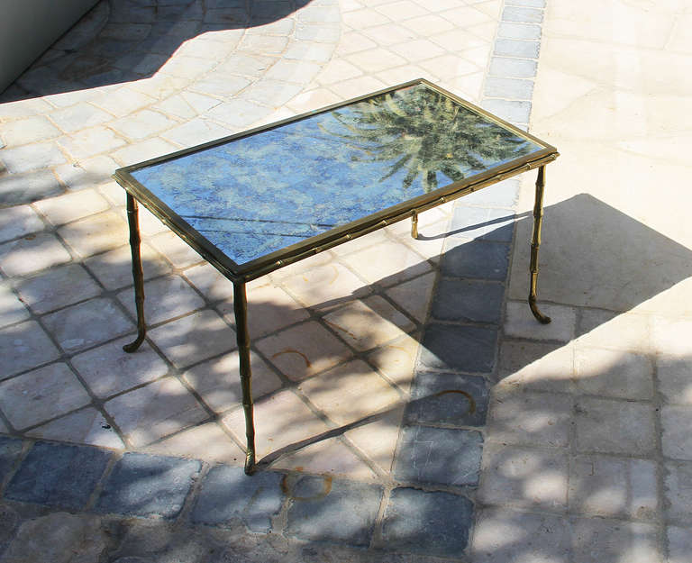 Mid-20th Century Maison Jansen Bronze and Églomisé Coffee Table