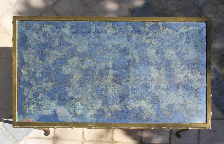 Glass Maison Jansen Bronze and Églomisé Coffee Table