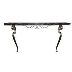 Robert MERCERIS - Large 1940 White Gold Wrought Iron Console