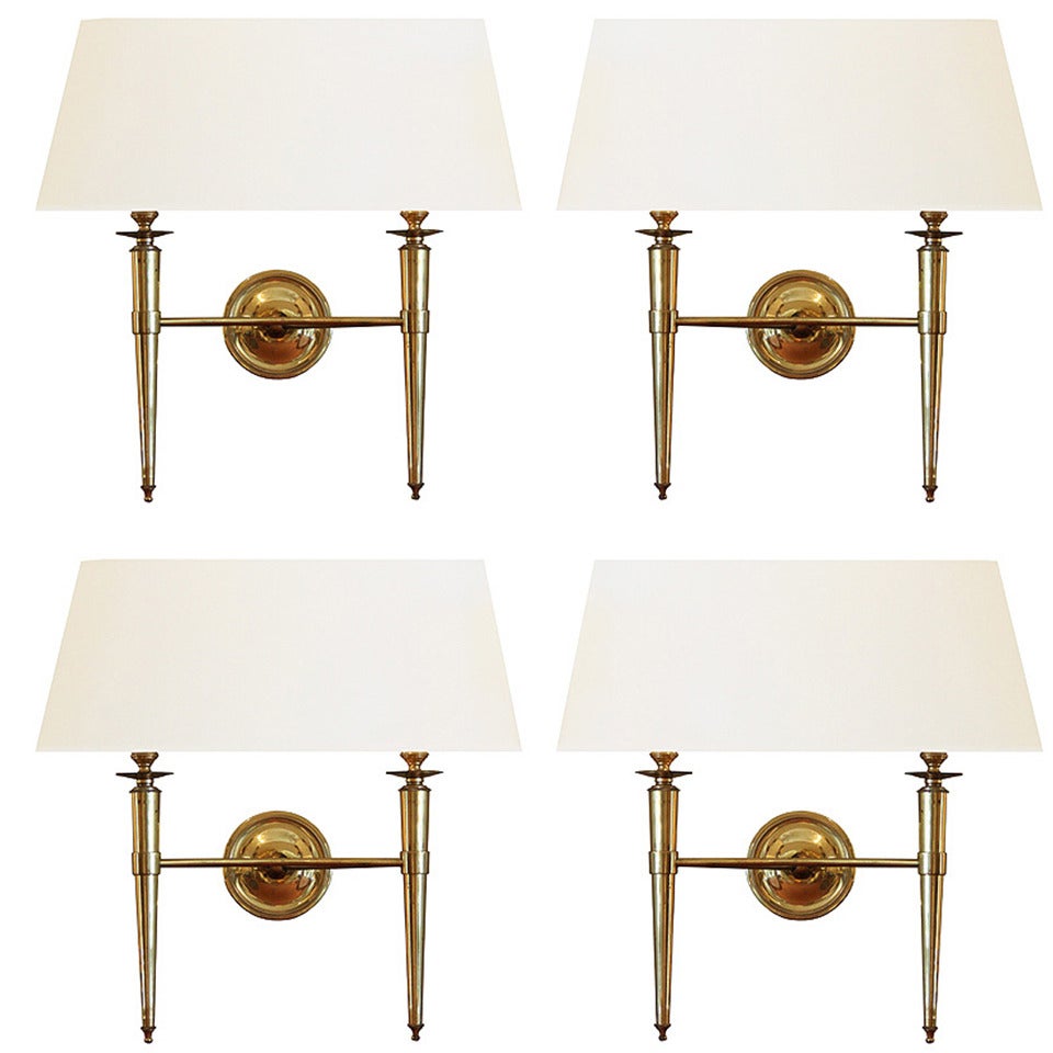 Prince de Galles Hotel: Elegant set of 4 Brass Sconces, 1940