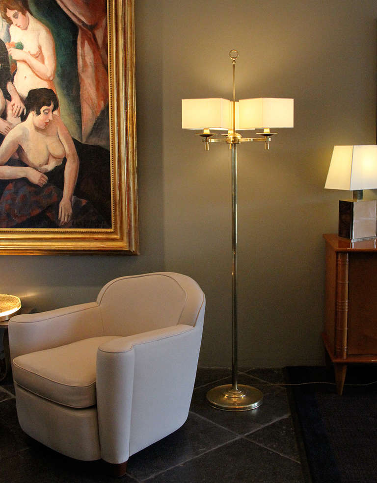 Brass Prince de Galles Hotel Art Deco Floor Lamps Paris circa 1940