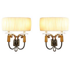 Elegant Pair of 1940s French Bronze Sconces 3