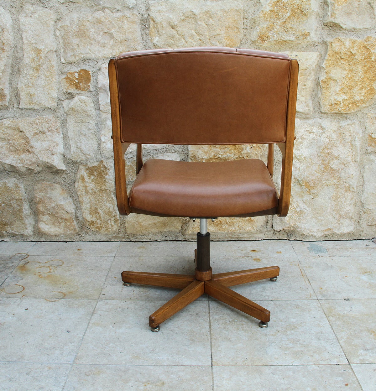Pair of Leather Swivel Visitor Chairs, France, circa 1950s 1