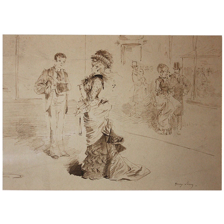 Henry SOMM - Original India ink drawing - Parisian Scene