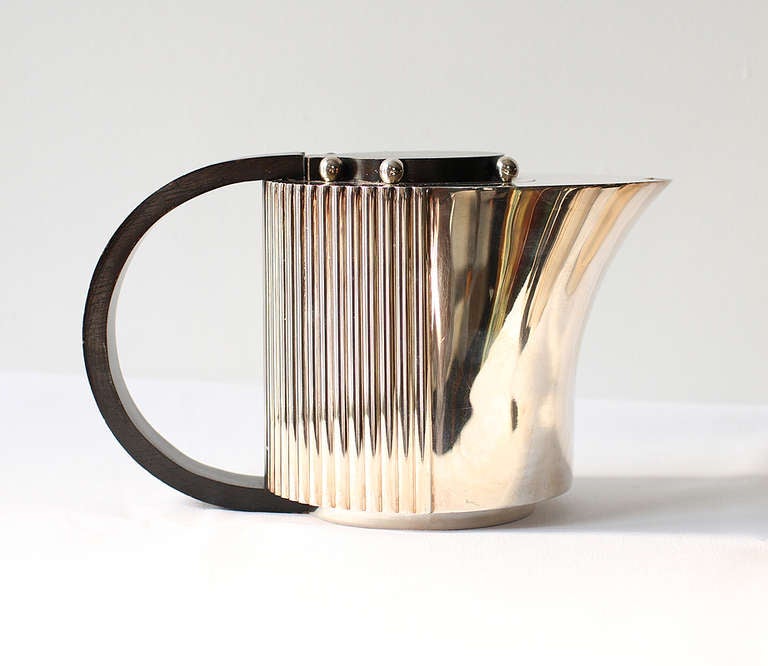 Puiforcat Elegant Silver Plate Art Deco Tea and Coffee Service 