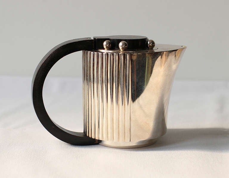 20th Century Puiforcat Elegant Silver Plate Art Deco Tea and Coffee Service 