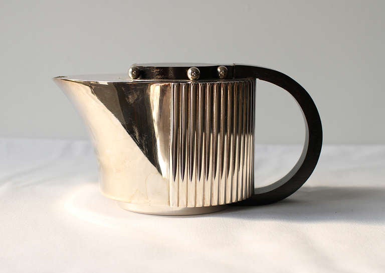 Rosewood Puiforcat Elegant Silver Plate Art Deco Tea and Coffee Service 