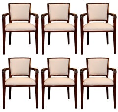 Rare Set - Six 1940's French Art Deco Armchairs, Stamped