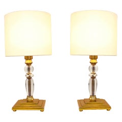 Vintage Prince de Galles Hotel - Pair of 1930 Bronze and Crystal lamps