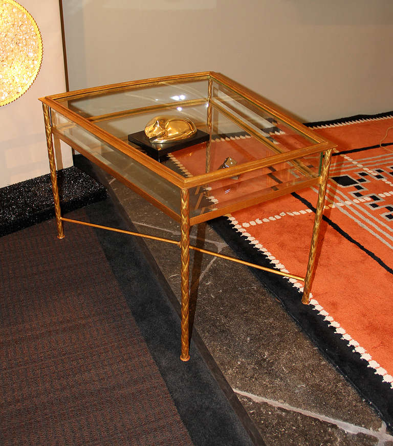 Mid-20th Century Rare Pair Of French Gilt Side Tables 1950
