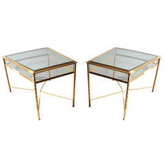 Rare Pair Of French Gilt Side Tables 1950
