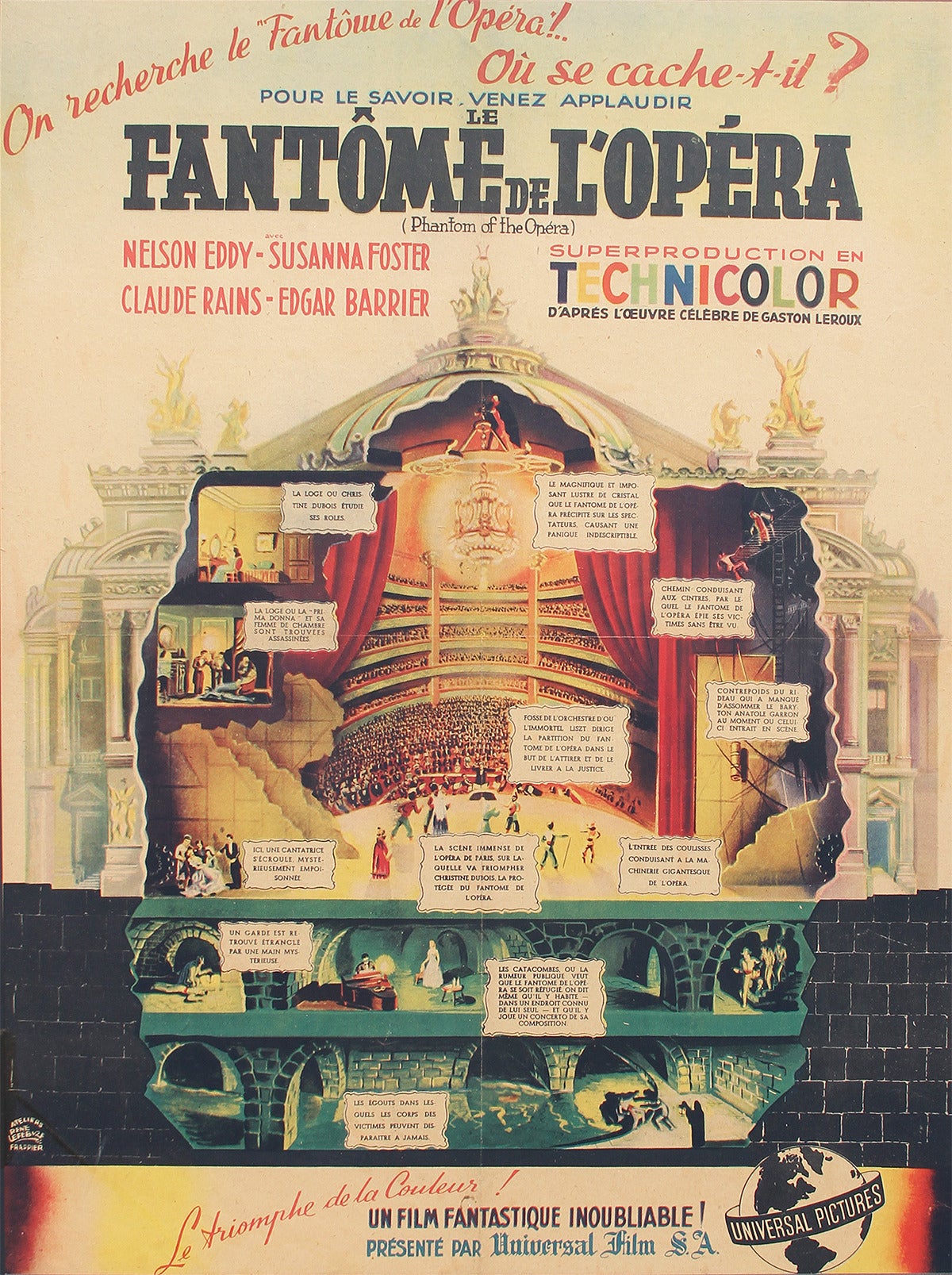 Original lithograph in colors titled “Le Fantome de l'Opera ,