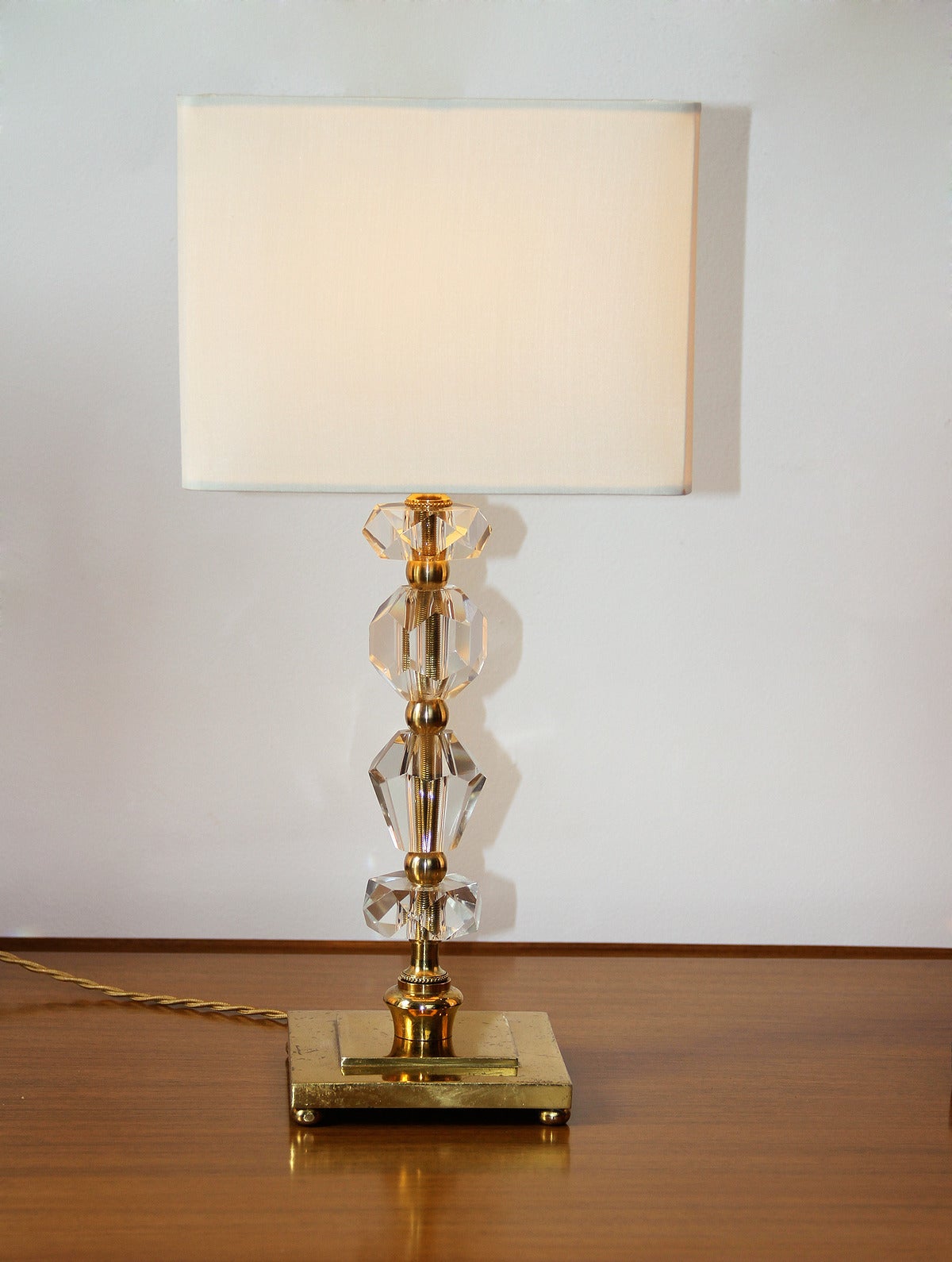 Pair of 1930 Bronze and Crystal Lamps from Prince de Galles Hotel In Good Condition In Encino, CA