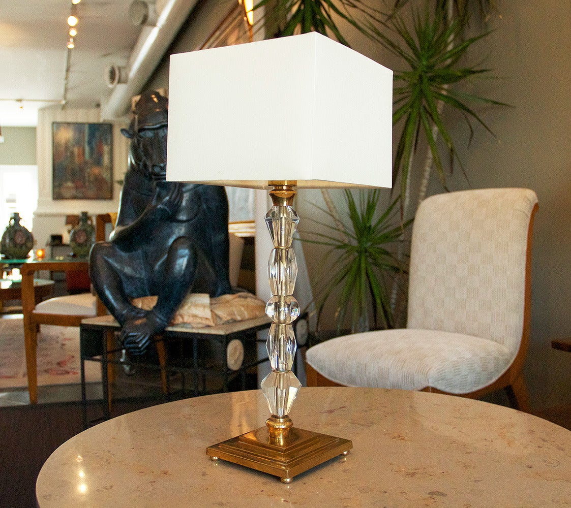 Carved Pair of 1930 Bronze and Crystal Lamps from Prince De Galles Hotel