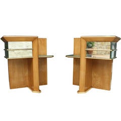 Rare Pair of Modernist Art Deco Side Tables, Attributed to Jacques Adnet, 1940 3