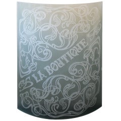 Unique Art Nouveau Carved Glass Panel 'La Boutique' 3