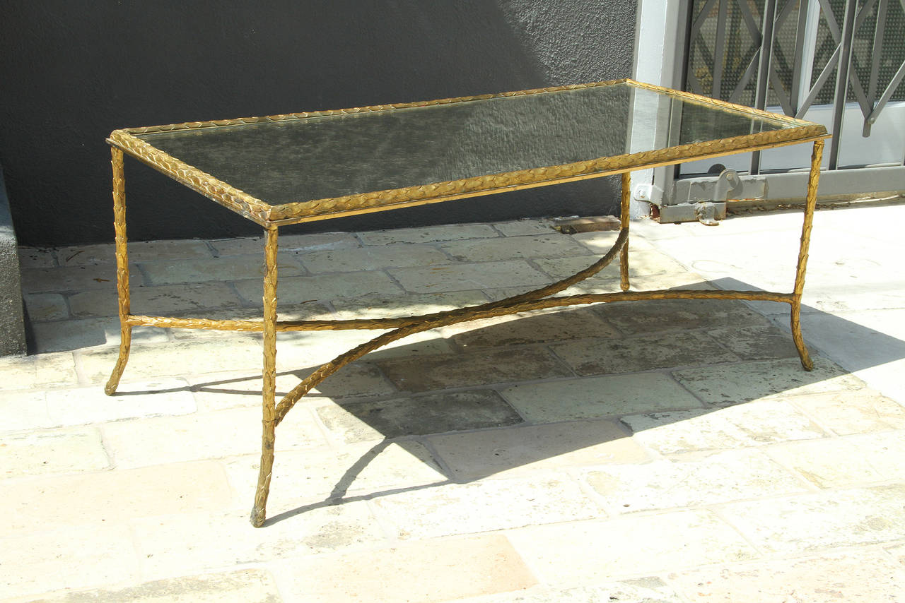 French Maison Charles, Very Elegant Bronze Coffee Table, 1950