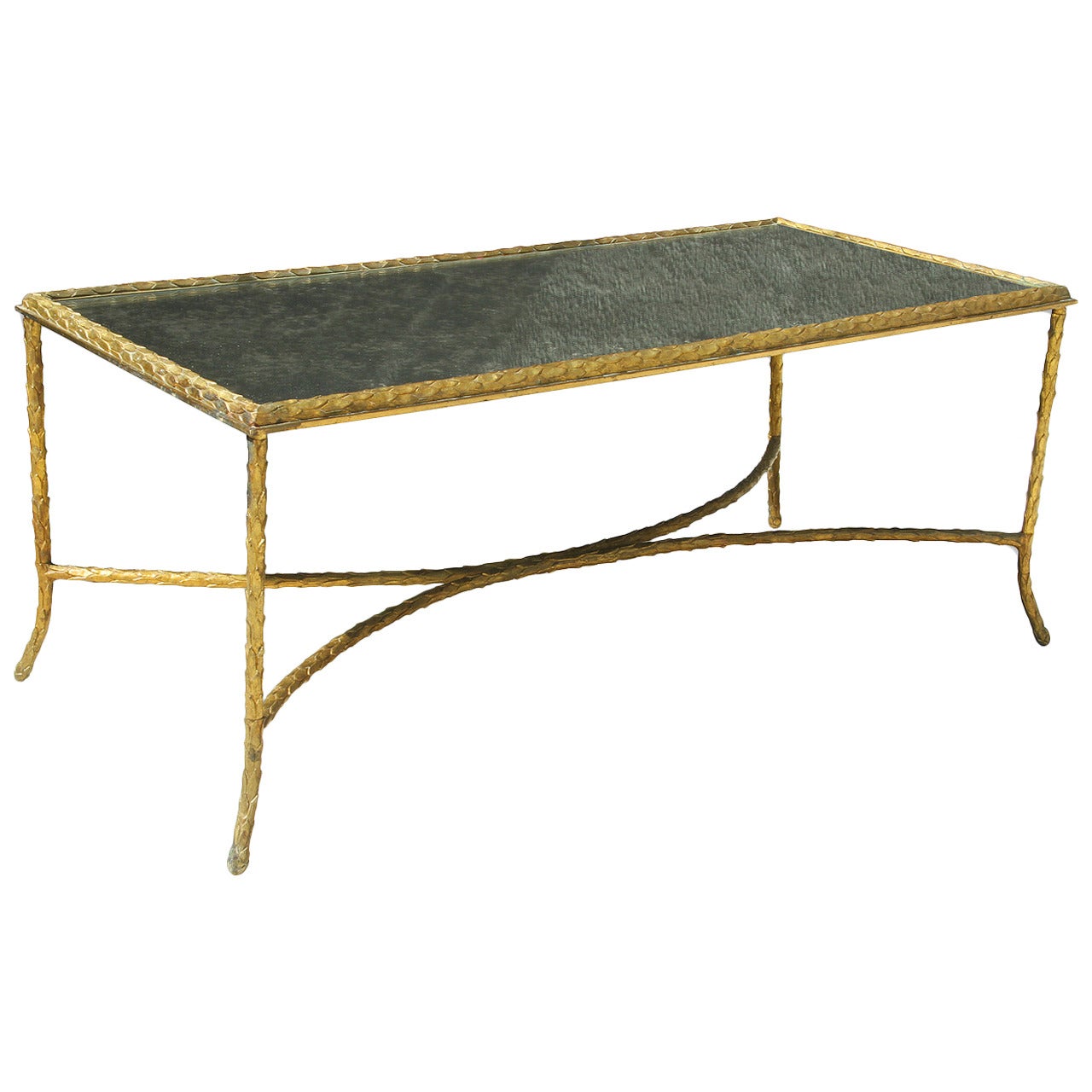 Maison Charles, Very Elegant Bronze Coffee Table, 1950