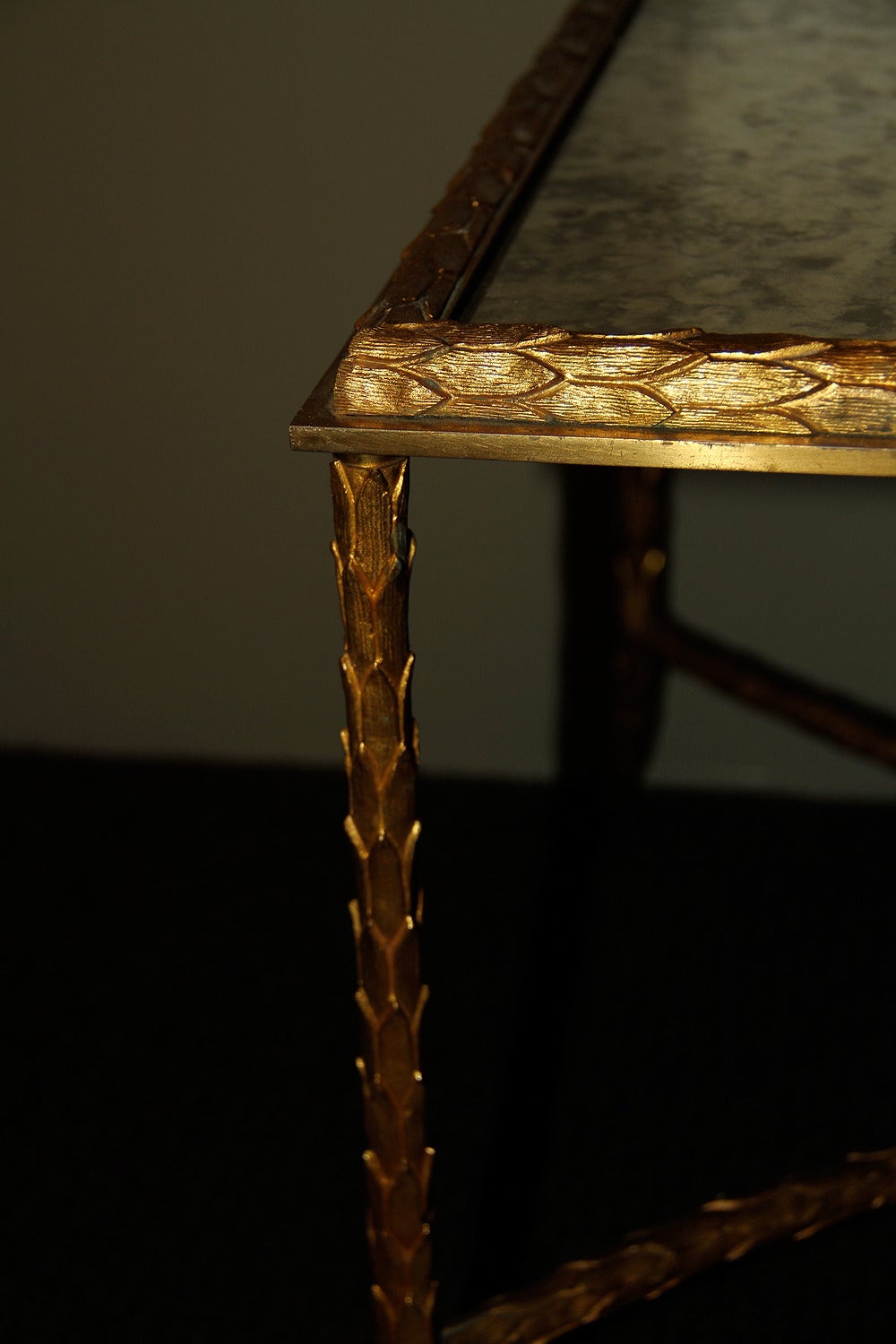 Brass Maison Charles, Very Elegant Bronze Coffee Table, 1950