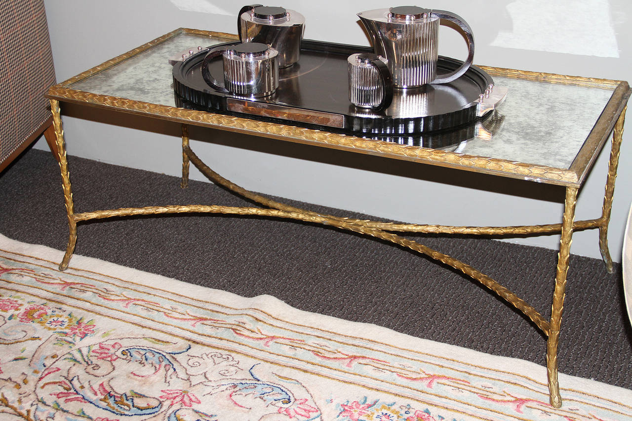Maison Charles, Very Elegant Bronze Coffee Table, 1950 In Good Condition In Encino, CA