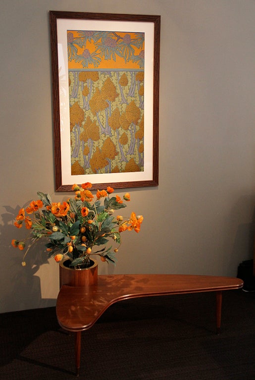 Maurice RINCK: Mahogany and Brass Coffee Table, France 1950 In Excellent Condition In Encino, CA