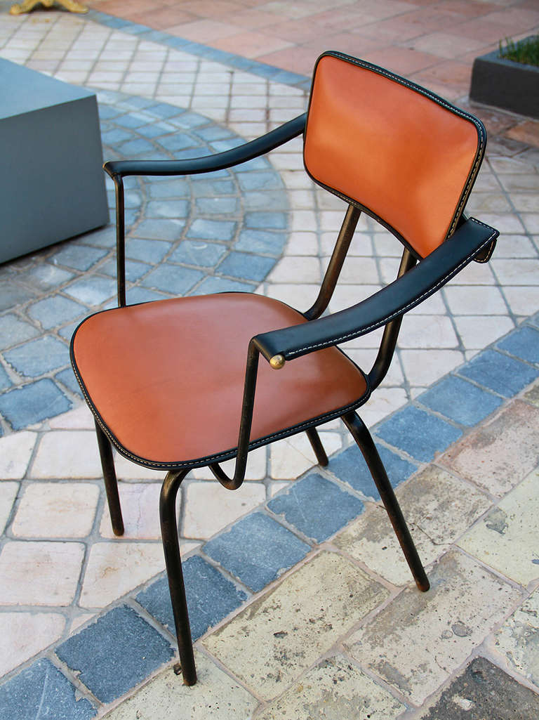 Mid-20th Century Jacques Adnet, Rare Set of Four Armchairs, France, 1955