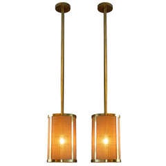 Used Important pair of gilt brass lanterns from a Parisian restaurant
