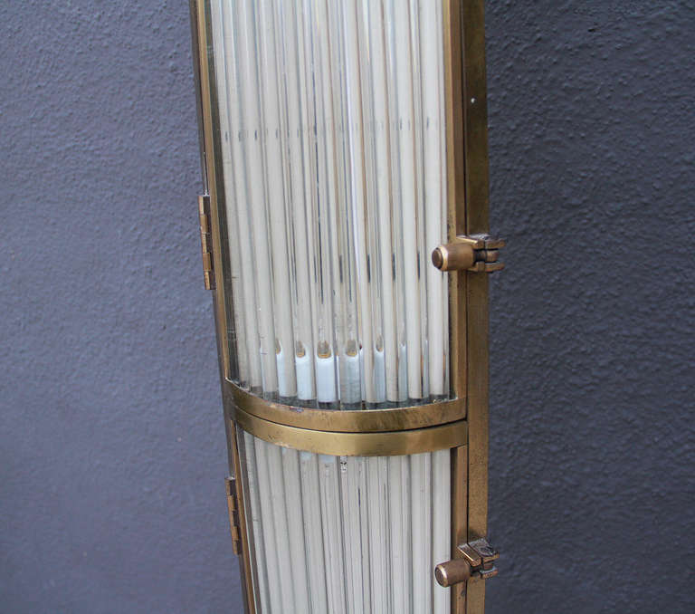 PETITOT -  Spectacular Bronze and Glass Corner Sconce 1930 In Excellent Condition In Encino, CA