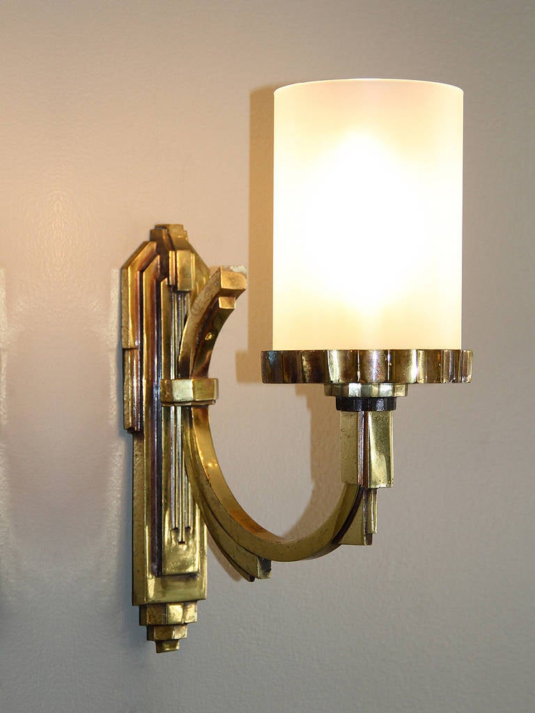 Mid-20th Century Petitot One Gilt Bronze Art Deco Sconce 1930 For Sale