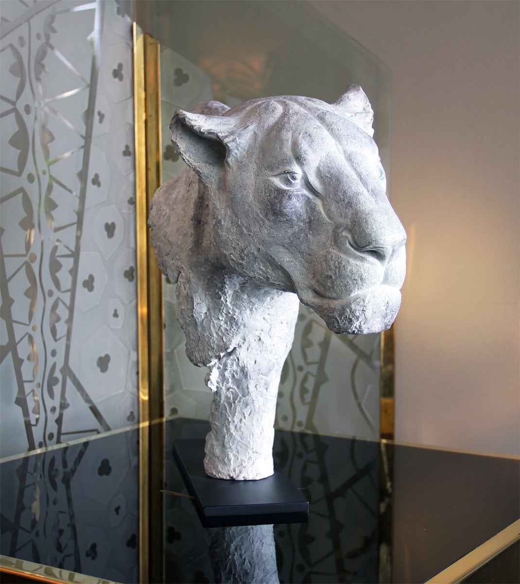 White Lioness, Bronze Sculpture In Excellent Condition In Encino, CA