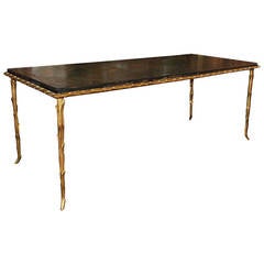 Rare Bronze Table by Maison Bagues with a Chinese Lacquered Top