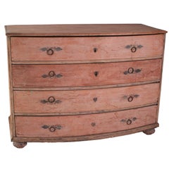 Bow Front Painted Salmon Pink German Commode