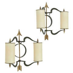 Jacques Tournus, Spectacular Pair of Sconces, France c.1950