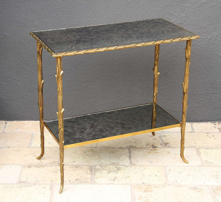 Maison Bagues, Rare Pair Of Bronze Side Tables