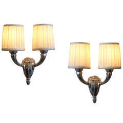 Rare Pair of French Art Deco Sconces by Gagnon, 1922