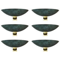 Set of Six Large Bronze Sconces Attributed to Perzel, 1950 11