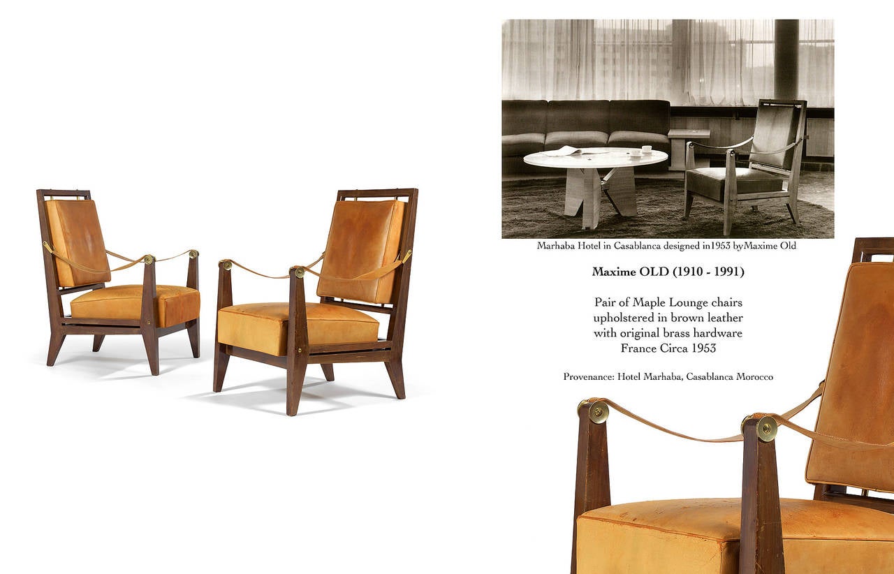Mid-20th Century Spectacular Pair of Maxime Old Chairs from The Marhaba Hotel, 1953