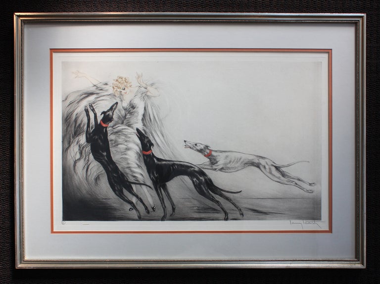 LOUIS ICART (1888-1950)

'COURSING II', 1929
Etching, drypoint, aquatint, and with hand colouring, signed in pencil, Louis Icart bottom right, framed and glazed
Plate View: 17