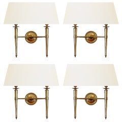 Prince de Galles Hotel: Elegant 1940 Set of 4 Brass Sconces.
