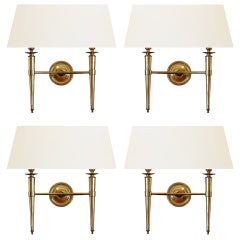 Prince de Galles Hotel: Elegant 1940 Set of 4 Brass Sconces.