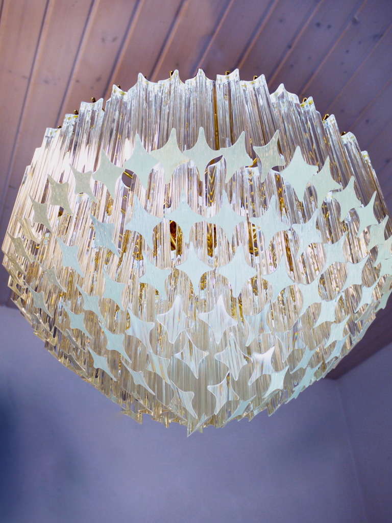 Large Venini/Camer Crystal and lucite Prism Chandelier