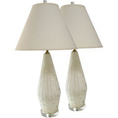 Pr of stunning vintage Murano glass table lamps